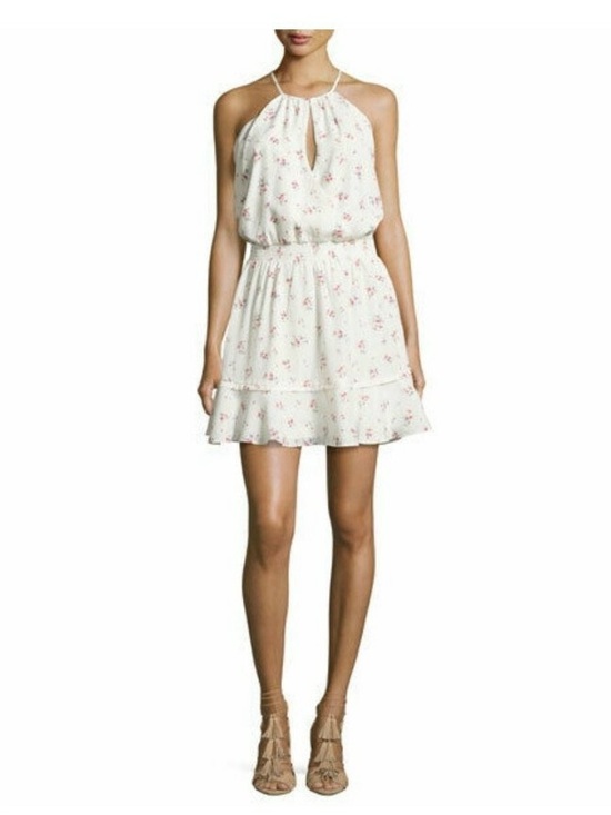 Parker Dresses & Skirts - Parker Nathan Women’s White Floral Halter Mini Dress Blouson A-Line Size XS